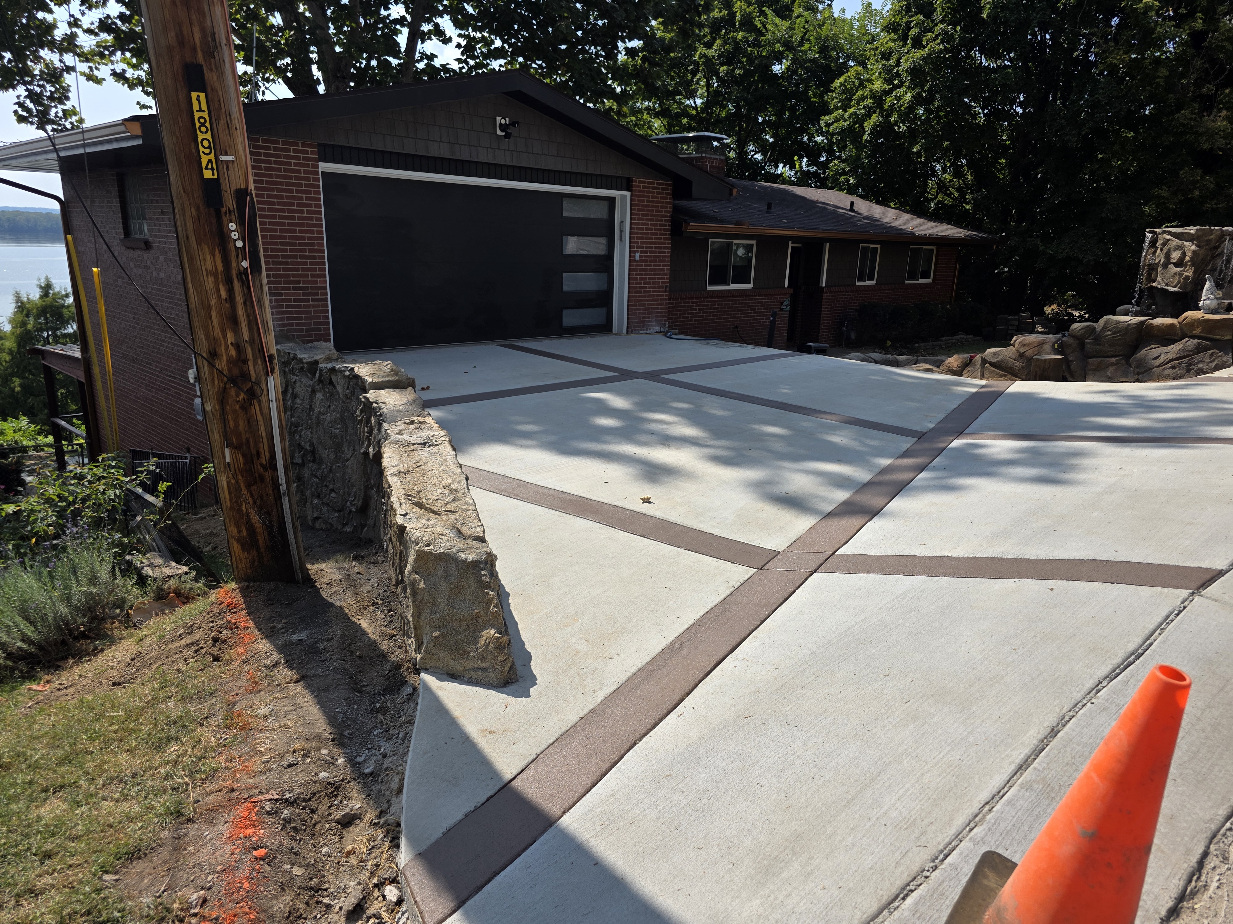 Retaining wall with driveway