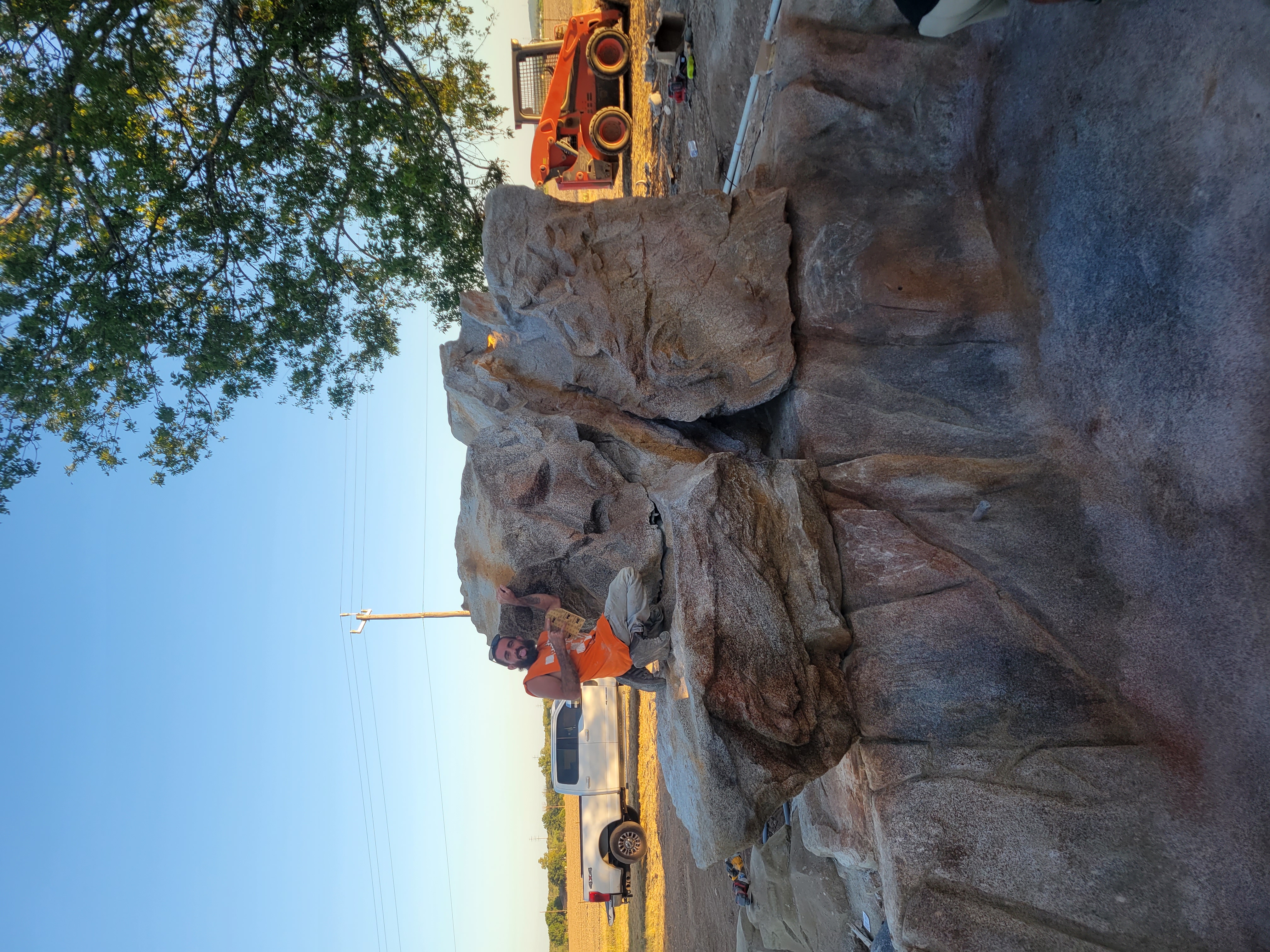 Concrete waterfall and pond